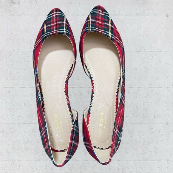 Isaac Mizrahi New York Amaya D'orsay Flat in Red Tartan Plaid Flats Size 9 1/2 - Picture 8 of 10